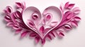 abstract composition with volumetric hearts in pink colors, modern, in romantic style, multilayer, banner. creative