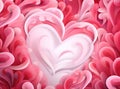 abstract composition with volumetric hearts in pink colors, modern, in romantic style, multilayer, banner. creative