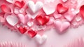 abstract composition with volumetric hearts in pink colors, modern, in romantic style, multilayer, banner. creative