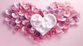 abstract composition with volumetric hearts in pink colors, modern, in romantic style, multilayer, banner. creative