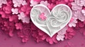 abstract composition with volumetric hearts in pink colors, modern, in romantic style, multilayer, banner. creative