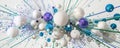 Abstract composition of white, blue, and purple spheres with dynamic motion Royalty Free Stock Photo