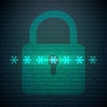Abstract computer background with binary code and lock Royalty Free Stock Photo