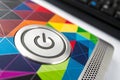 Abstract computer background with power button Royalty Free Stock Photo