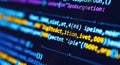 Abstract computer code screen glowing lines of programming data digital information background Royalty Free Stock Photo