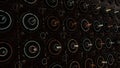 Abstract computer monitor with processing program on black background, seamless loop. Animation. Concept of AI Royalty Free Stock Photo