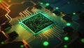 abstract computer processor chip on circuit board with microchips Royalty Free Stock Photo