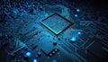 abstract computer processor chip on circuit board with microchips Royalty Free Stock Photo