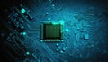 abstract computer processor chip on circuit board with microchips Royalty Free Stock Photo