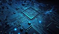 abstract computer processor chip on circuit board with microchips Royalty Free Stock Photo