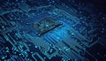 abstract computer processor chip on circuit board with microchips Royalty Free Stock Photo