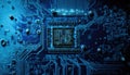 abstract computer processor chip on circuit board with microchips Royalty Free Stock Photo