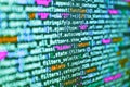Abstract computer script about big data and blockchain database. Background of software developer script. Developer working on Royalty Free Stock Photo