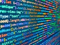 Abstract computer script about big data and blockchain database. Coding, programming, hacking concept. Concept of security, Royalty Free Stock Photo