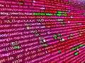 Abstract computer script about big data and blockchain database. Photo of computer digital background. Unsecured and dangerous Royalty Free Stock Photo
