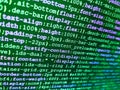 Abstract computer script about big data and blockchain database. Programming Javascript on laptop computer screen. Computer Royalty Free Stock Photo
