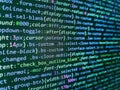 Abstract computer script about big data and blockchain database. Web developer programmer monitor screen display Royalty Free Stock Photo
