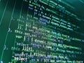 Abstract computer script  code. Database bits access stream visualisation. Programming of Internet website. Failure in the program Royalty Free Stock Photo