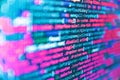 Abstract computer script  code. Developing programming binary code. Developer software programming code. Programming Javascript on Royalty Free Stock Photo