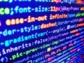 Coding application by programmer developer. Abstract information technology modern background. Computer programming source code. Royalty Free Stock Photo
