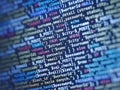 Abstract computer script code. Programming code screen of software developer. Royalty Free Stock Photo
