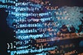 Abstract computer script code. Programming code screen of software developer. Software Programming Work Time Royalty Free Stock Photo