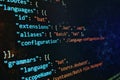 Abstract computer script code. Programming code screen of software developer. Software Programming Work Time Royalty Free Stock Photo