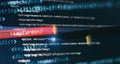 Abstract computer script code. Programming code screen of software developer. Software Programming Work Time Royalty Free Stock Photo