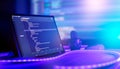 Abstract computer script code. Programming code screen of software developer. Software Programming Work Time Royalty Free Stock Photo