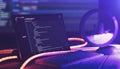 Abstract computer script code. Programming code screen of software developer. Software Programming Work Time Royalty Free Stock Photo