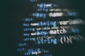Abstract computer script code. Programming code screen of software developer. Software Programming Work Time. Code text written Royalty Free Stock Photo