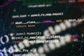 Abstract computer script code. Programming code screen of software developer. Software Programming Work Time. Code text written Royalty Free Stock Photo