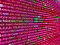 Abstract computer script code on screen. Script language in a software developed for internet and webistes. PHP synta Royalty Free Stock Photo