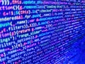 Abstract computer script  code. Screen of web developing javascript code. Web developer programmer monitor screen display. Real Royalty Free Stock Photo
