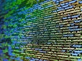 Abstract computer script source code. Computer code on laptop web developing. Computer program preview. Data encryption security Royalty Free Stock Photo