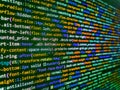 Abstract computer script source code. PHP development, software site code. Javascript functions, variables, objects Royalty Free Stock Photo