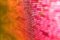 Abstract computer script source code. Shallow depth of field, selective focus effect. Data bits computer bits, shadow and dark Royalty Free Stock Photo