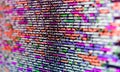 Abstract computer script source code. Tensorflow AI concept. Screen of web developing javascript code. Real Html code developing Royalty Free Stock Photo