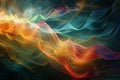 Abstract computergenerated image of a colorful glowing wave in a dark sky