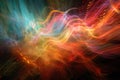 Abstract computergenerated image of a colorful glowing wave in a dark sky