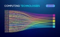 Abstract computing technologies visualization with colorful data streams, structured information flow, and digital processing on a Royalty Free Stock Photo