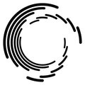 Abstract concentric circle. Spiral, swirl, twirl element. Circular and radial lines volute, helix. Segmented circle with rotation