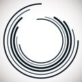 Abstract concentric circle. Spiral, swirl, twirl element. Circular and radial lines volute, helix. Segmented circle with rotation Royalty Free Stock Photo