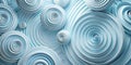 Abstract concentric circles in pastel blue hues, a serene composition of interlocking rings and spheres. Generative AI Royalty Free Stock Photo