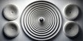 Abstract concentric circles wall art design with central sphere. Generative AI Royalty Free Stock Photo