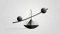 Abstract concept of balance with two black spheres on a seesaw Royalty Free Stock Photo