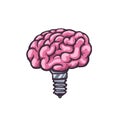 Abstract concept of brain like a light bulb.