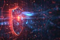 Abstract concept of a cybersecurity barrier protecting digital information