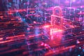 Abstract concept of digital encryption featuring encrypted data streams flowing through a secure network