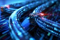 Abstract concept of digital encryption featuring encrypted data streams flowing through a secure network